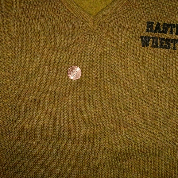 Rare Vintage Hastings Wrestling Varsity V-Neck Sweater Medium - Picture 5 of 14